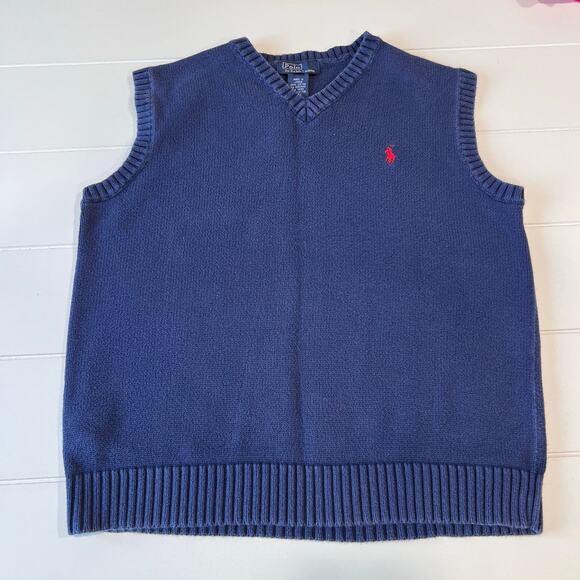 Polo Ralph Lauren Sweater Vest Kids size medium 8/10 Navy Blue - Picture 1 of 6